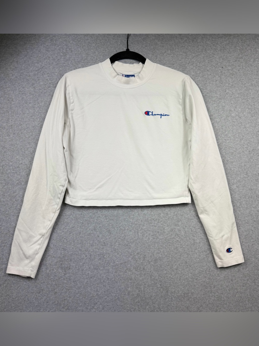 Champion White Crop Top Long Sleeve Shirt Women’s Size Large